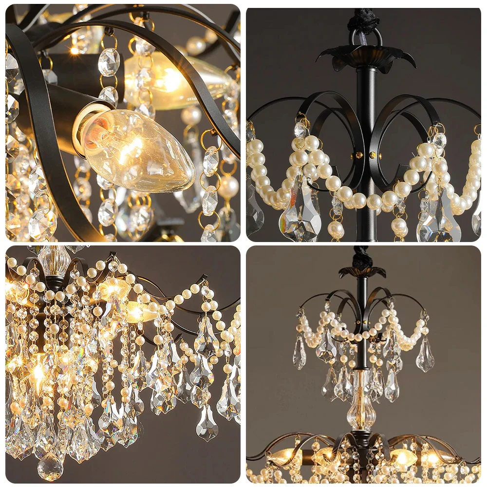 LIVARA Crystal Pendant Light 50/65/80cm High-Quality Iron Frame, Adjustable Height, Crystal Beads, Elegant Light Diffusion - Image 3