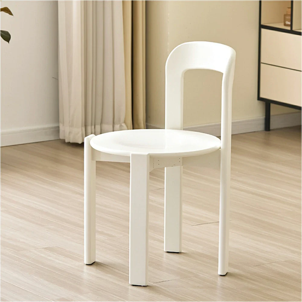 LIVARA Dining Chair - Ergonomic Curved Backrest - Solid Wood Frame - Thickened Stable Legs for Home & Cafe Use - White - Image 2
