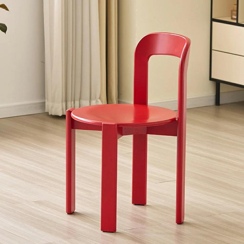 LIVARA Dining Chair - Ergonomic Curved Backrest - Solid Wood Frame - Thickened Stable Legs for Home & Cafe Use - Red - Image 2