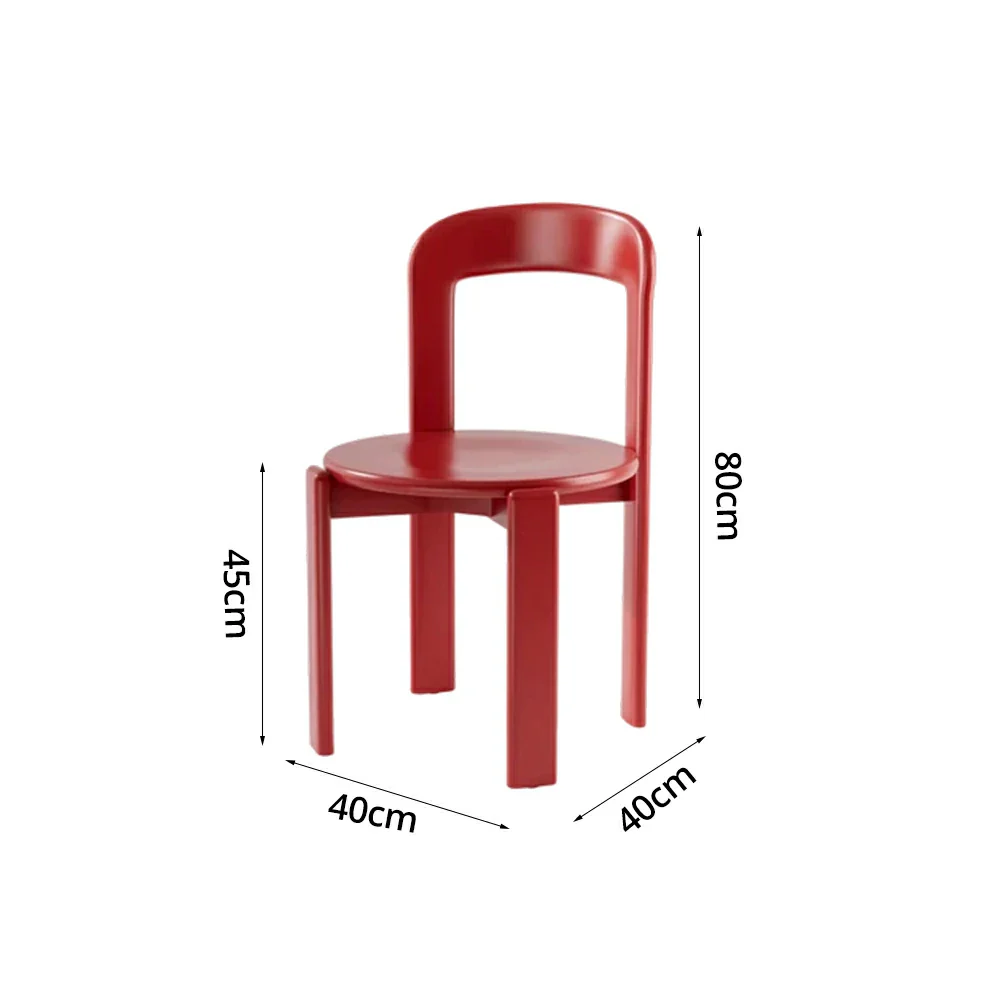 LIVARA Dining Chair - Ergonomic Curved Backrest - Solid Wood Frame - Thickened Stable Legs for Home & Cafe Use - Red - Image 5