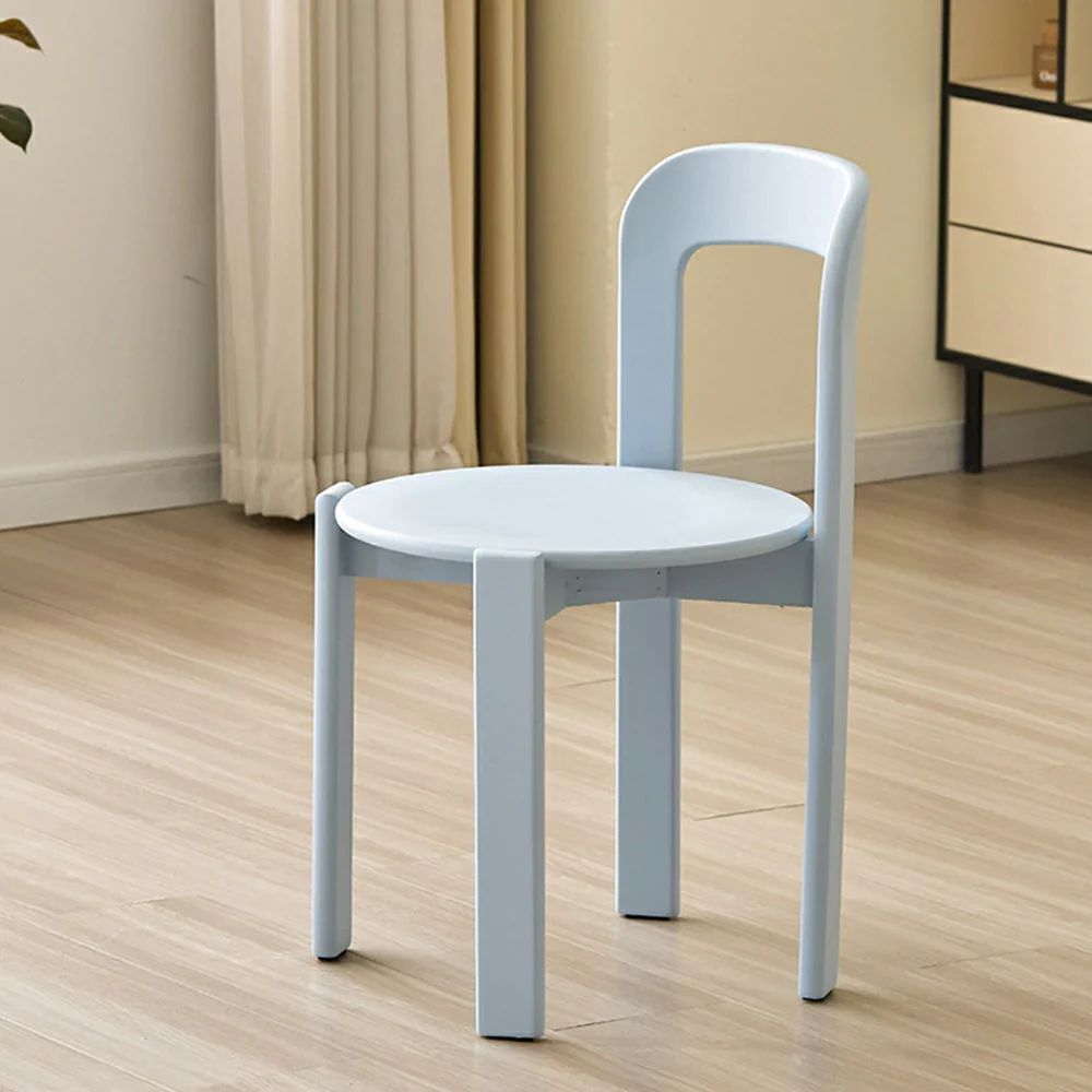 LIVARA Dining Chair - Ergonomic Curved Backrest - Solid Wood Frame - Thickened Stable Legs for Home & Cafe Use - Light Blue - Image 2