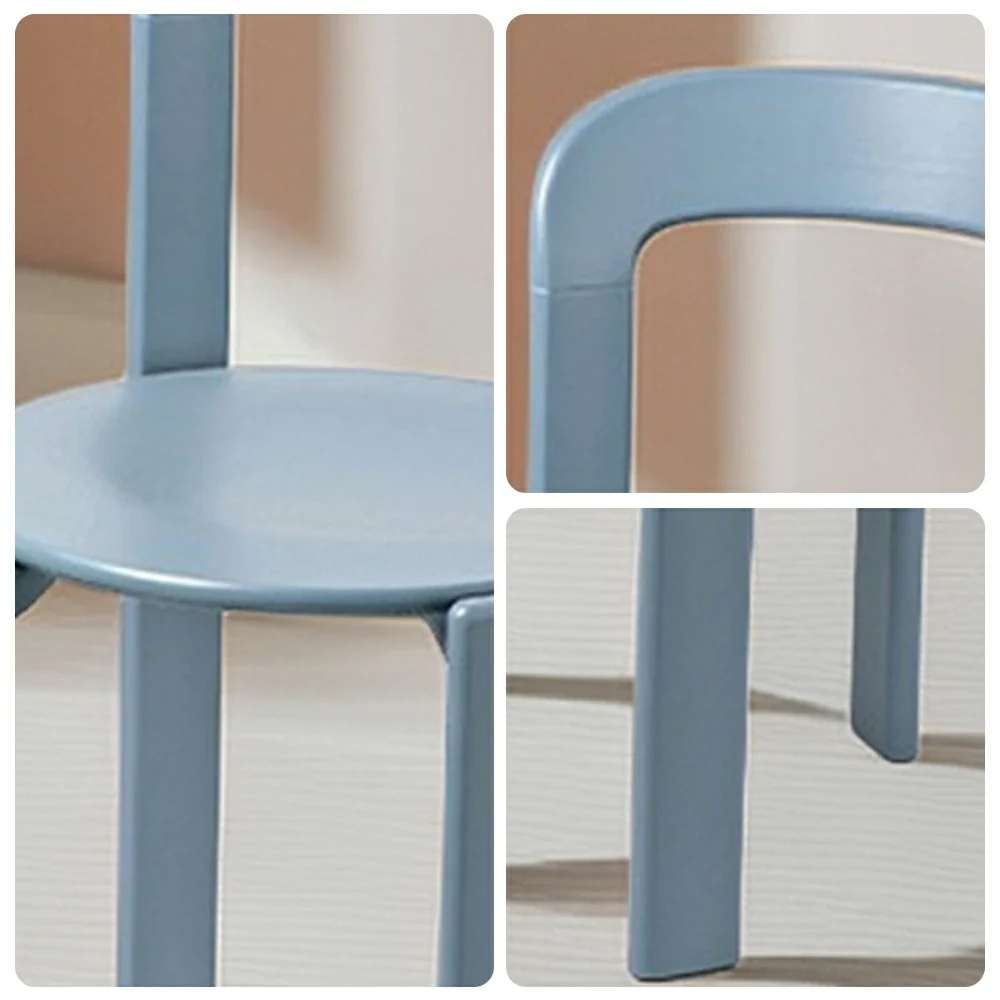 LIVARA Dining Chair - Ergonomic Curved Backrest - Solid Wood Frame - Thickened Stable Legs for Home & Cafe Use - Light Blue - Image 3