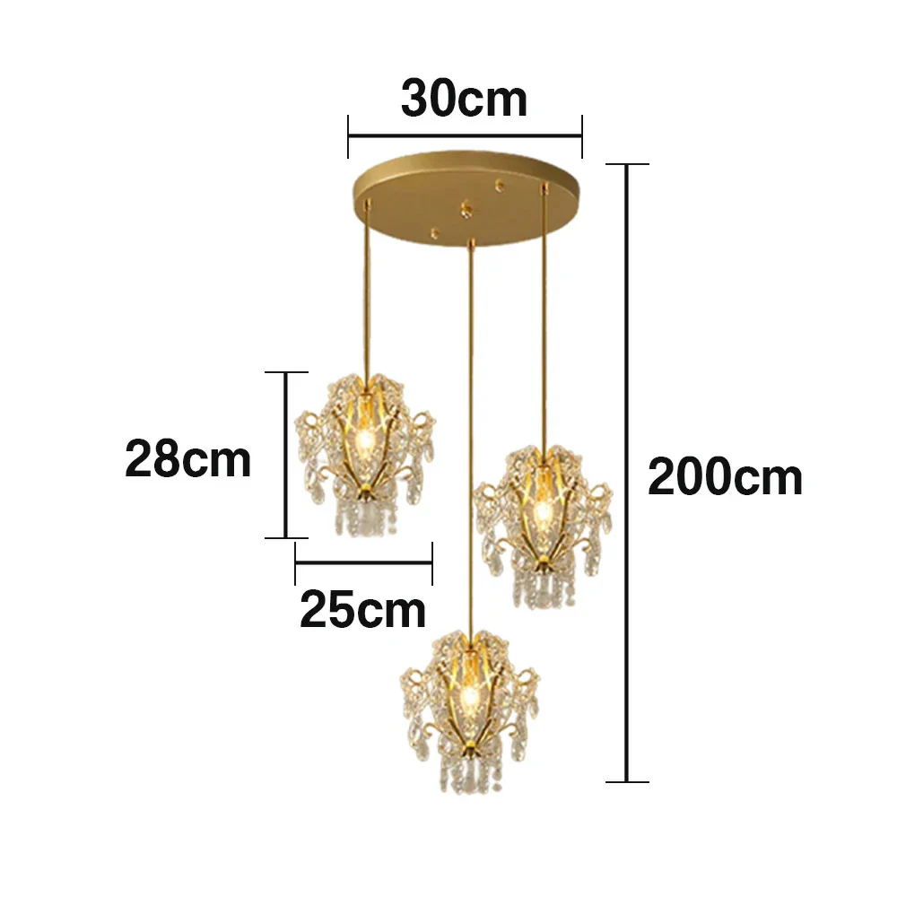 LIVARA Pendant Ligh E14 Lamp Holder Electroplated Iron Crystal Pendant Adjustable Chain - Elegant & Safe for Indoor Spaces - Image 5