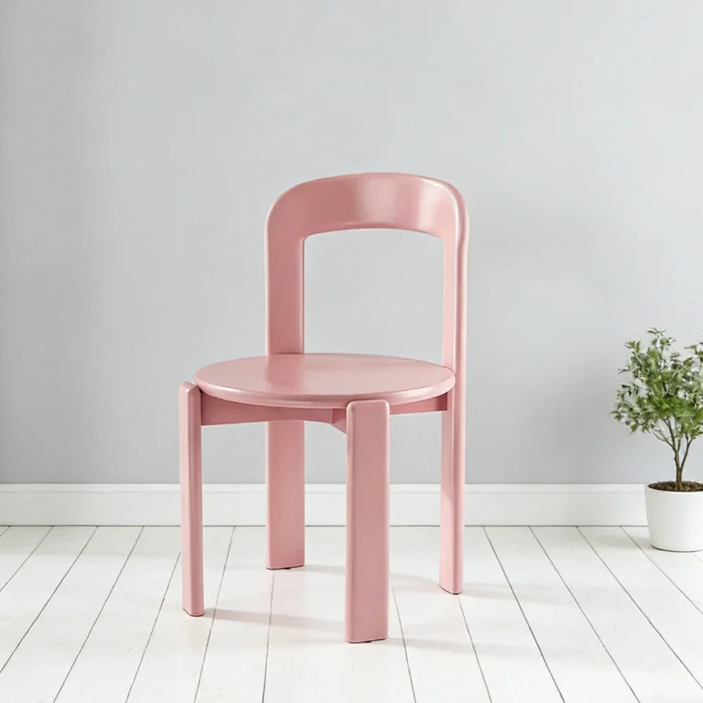 LIVARA Dining Chair - Ergonomic Curved Backrest - Solid Wood Frame - Thickened Stable Legs for Home & Cafe Use - Pink - Image 2
