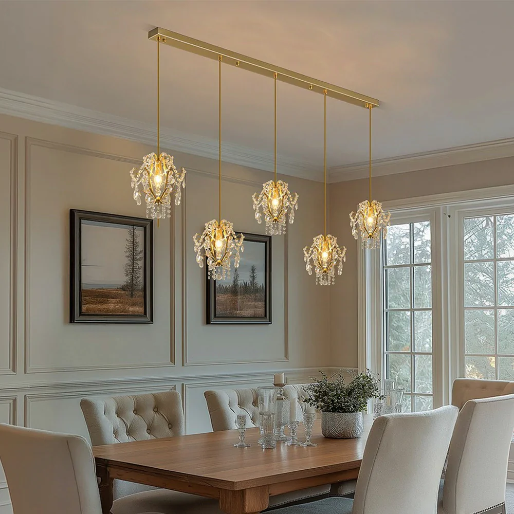 LIVARA Pendant Ligh 70/120cm E14 Lamp Holder Electroplated Iron Crystal Pendant Adjustable Chain - Elegant & Safe for Indoor Spaces - Image 7