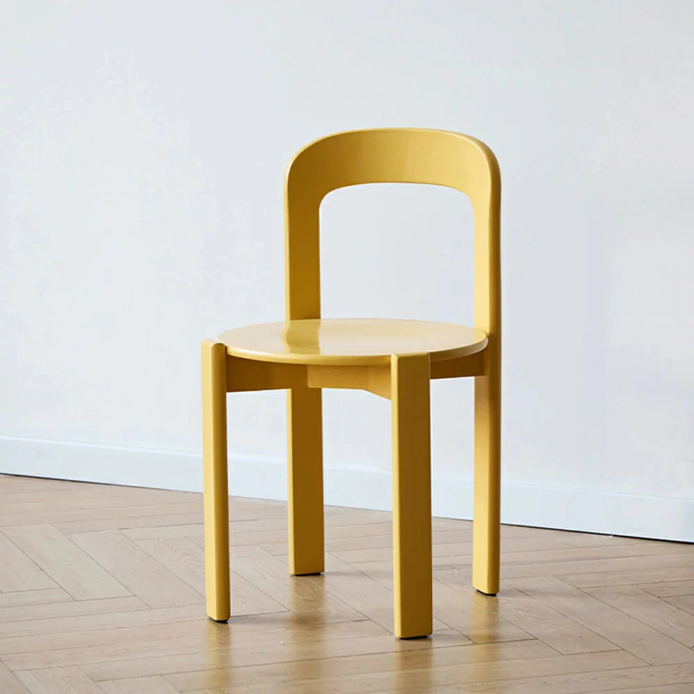 LIVARA Dining Chair - Ergonomic Curved Backrest - Solid Wood Frame - Thickened Stable Legs for Home & Cafe Use - Yellow - Image 2