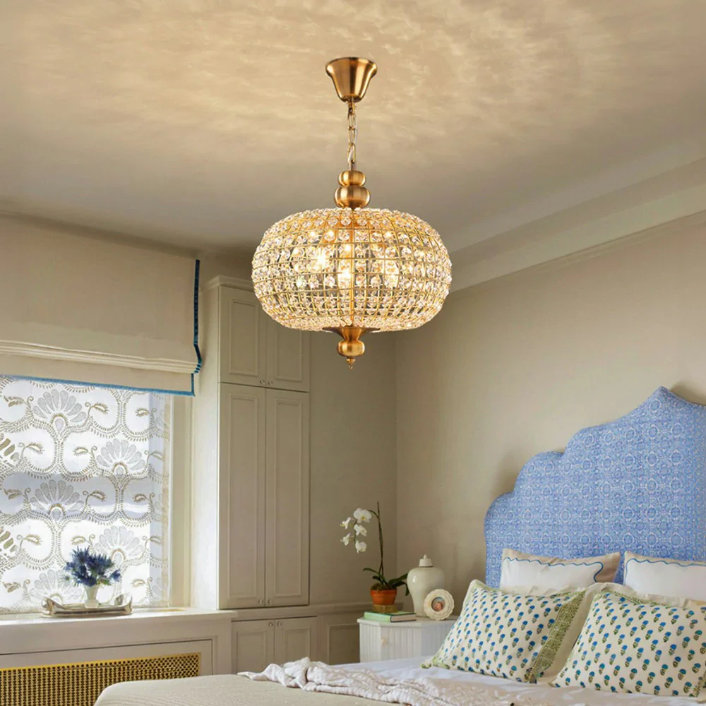LIVARA Pendant Light Crystal Pendants Electroplated Iron Adjustable Chain - Elegant, Durable & Safe for Indoor Spaces - Image 4