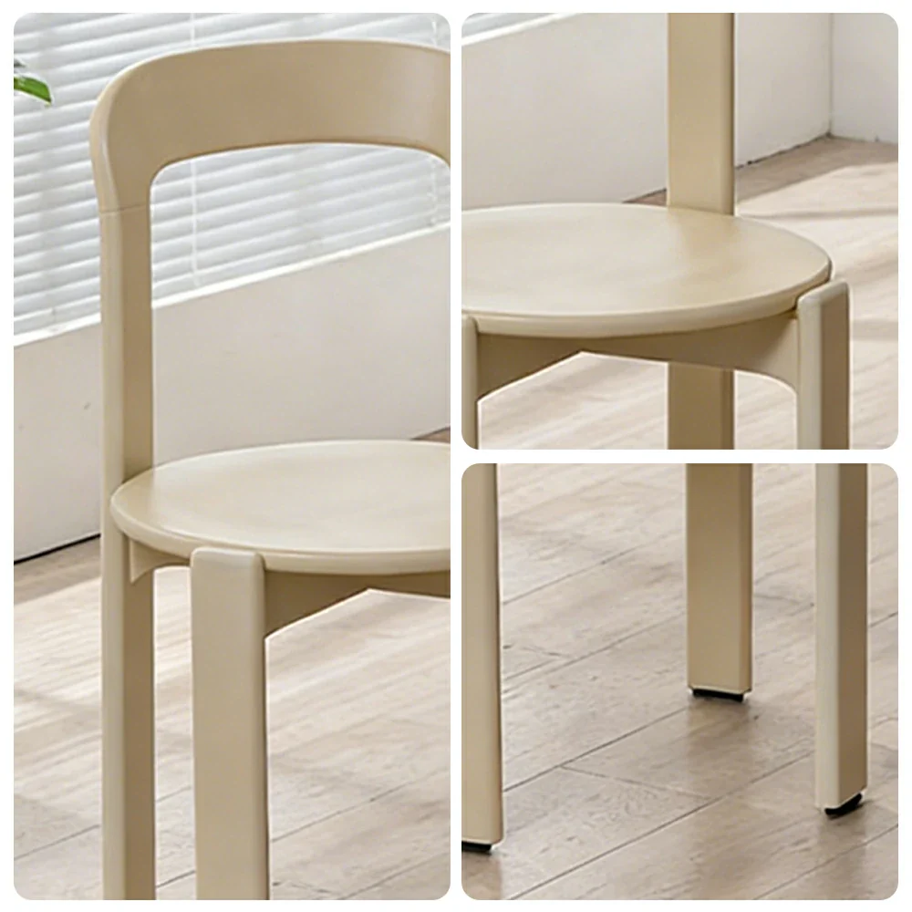 LIVARA Dining Chair - Ergonomic Curved Backrest - Solid Wood Frame - Thickened Stable Legs for Home & Cafe Use - Khaki - Image 3