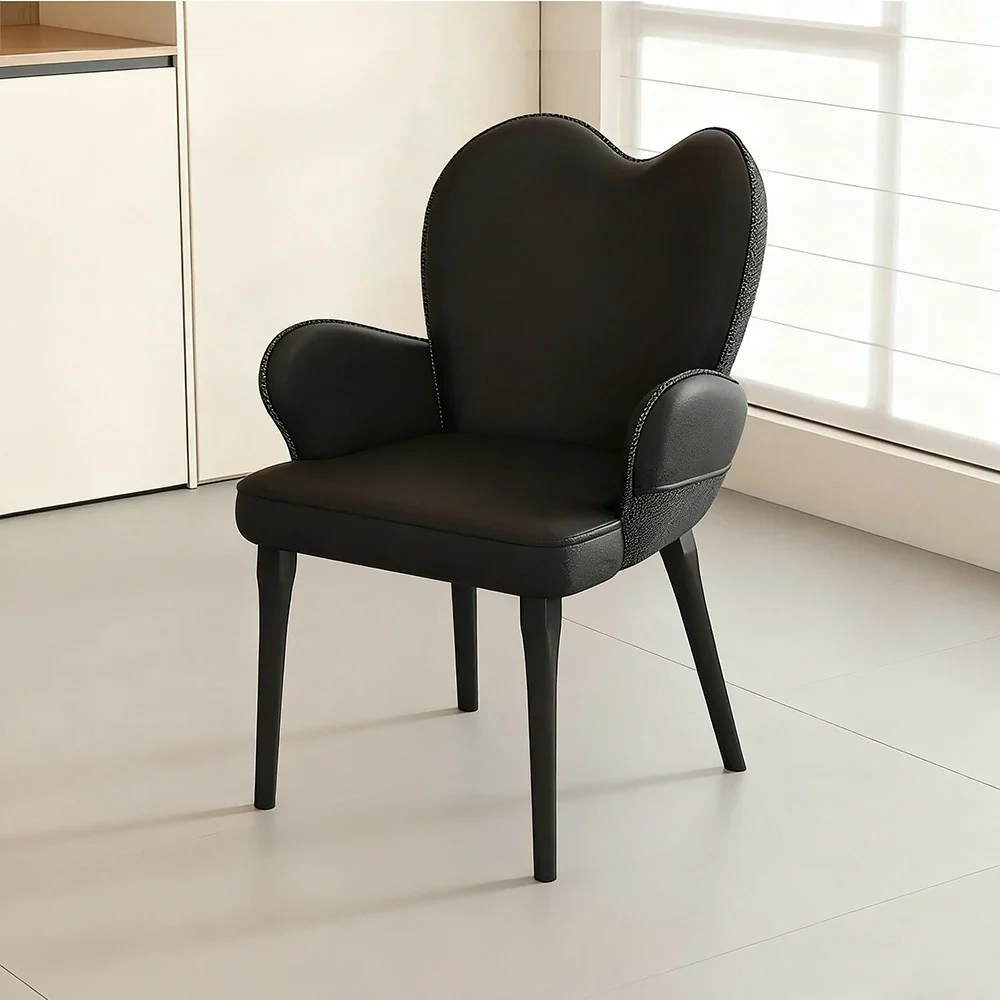 LIVARA Office Chair – Premium Black Leather Upholstery, Ergonomic Backrest & Armrests, High-Density Cushion, Sturdy Steel Legs, Durable & Stylish Design - Black - Image 2