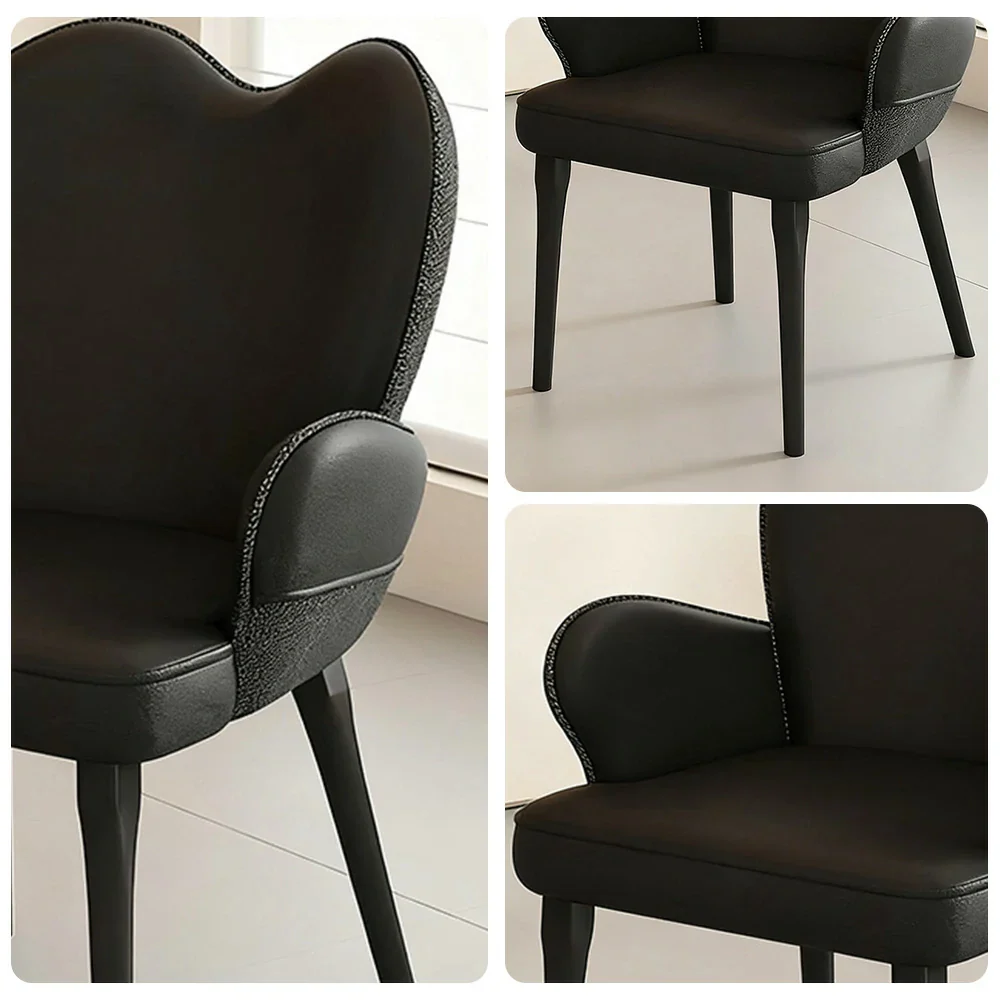 LIVARA Office Chair – Premium Black Leather Upholstery, Ergonomic Backrest & Armrests, High-Density Cushion, Sturdy Steel Legs, Durable & Stylish Design - Black - Image 3