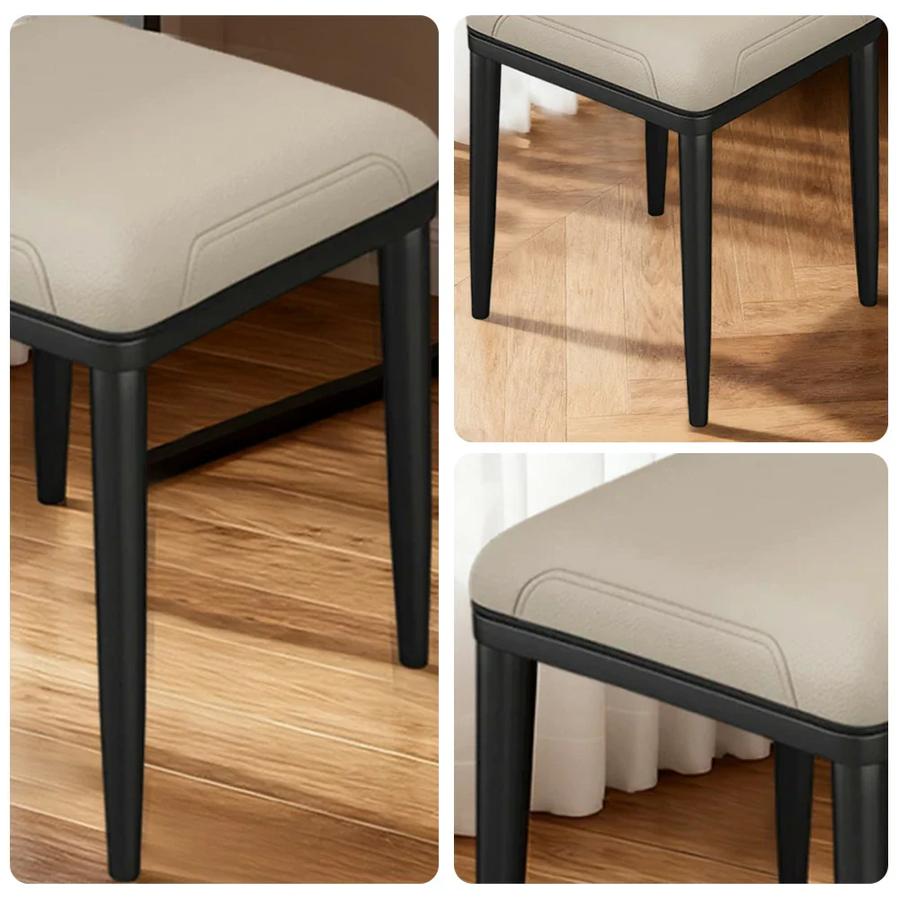 LIVARA Dining Chair – Thickened Cat Claw Leather, High-Resilience Cushion, Solid Carbon Steel Frame, Ergonomic Comfort Design - Beige - Image 3