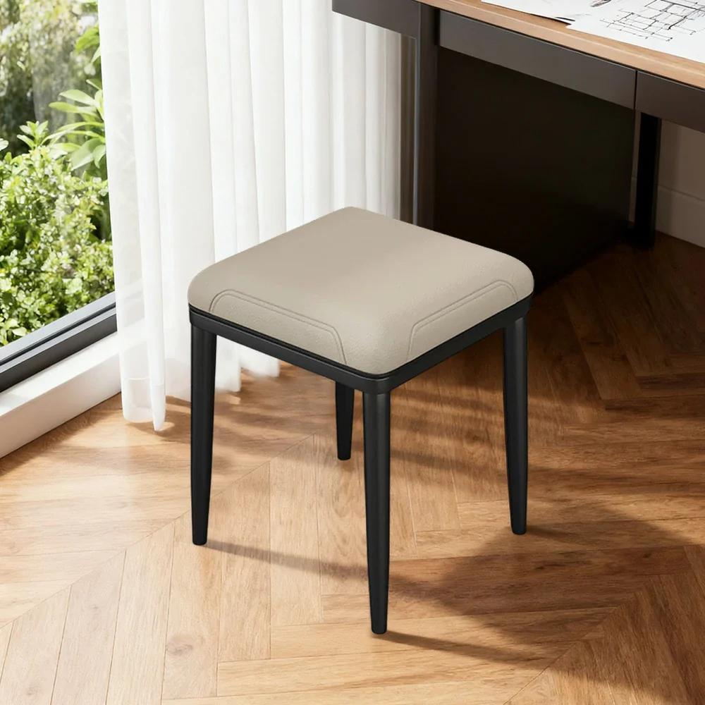 LIVARA Dining Chair – Thickened Cat Claw Leather, High-Resilience Cushion, Solid Carbon Steel Frame, Ergonomic Comfort Design - Beige - Image 4
