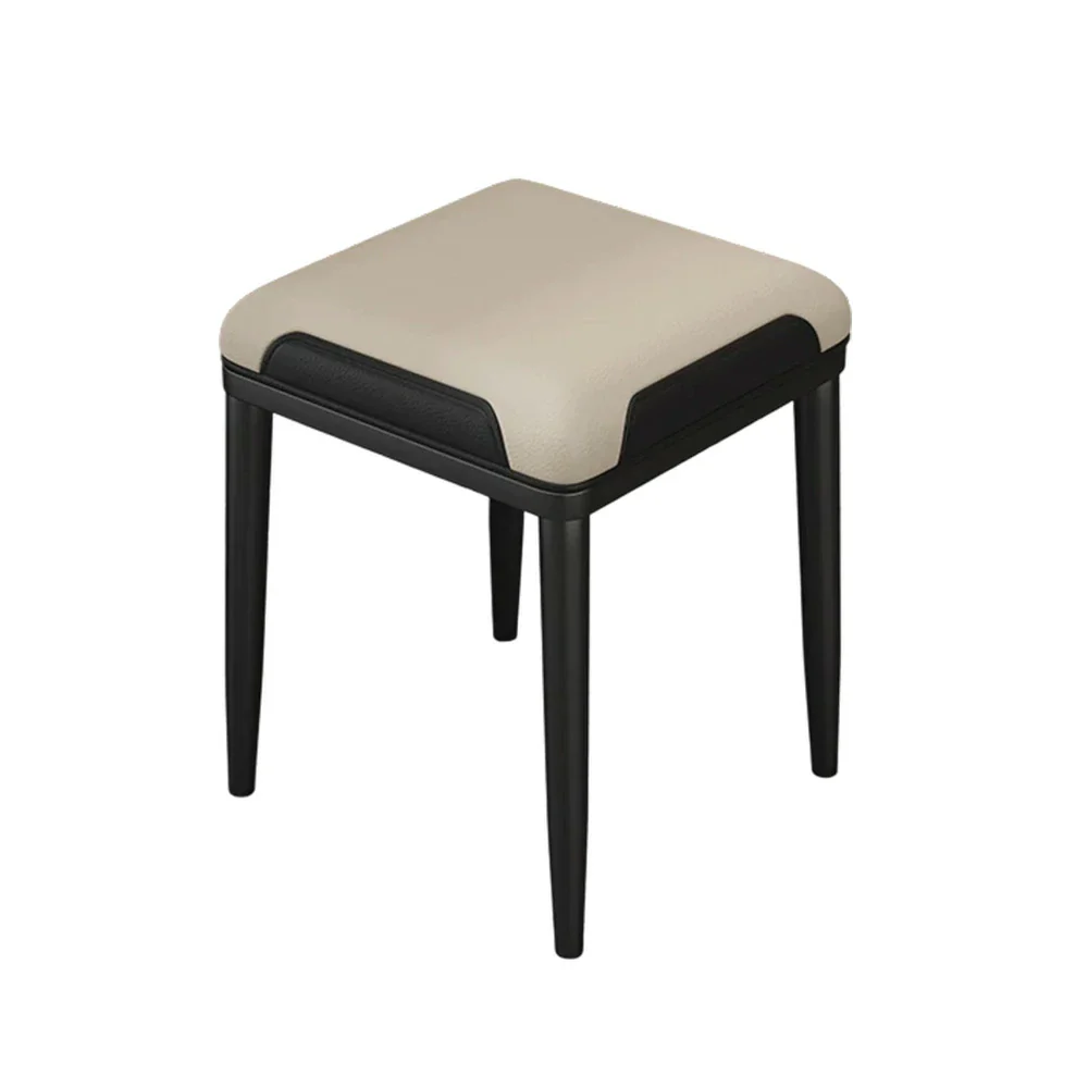 LIVARA Dining Chair – Thickened Cat Claw Leather, High-Resilience Cushion, Solid Carbon Steel Frame, Ergonomic Comfort Design - Beige & Black