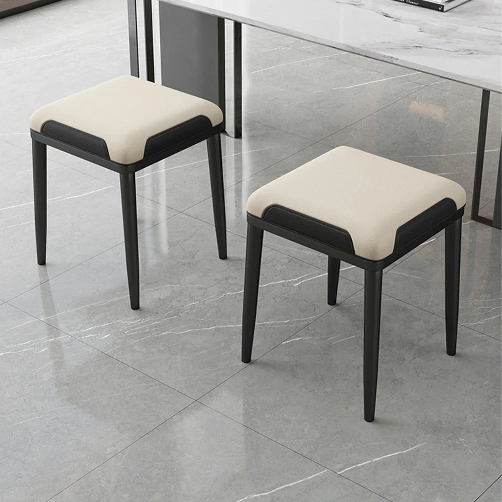 LIVARA Dining Chair – Thickened Cat Claw Leather, High-Resilience Cushion, Solid Carbon Steel Frame, Ergonomic Comfort Design - Beige & Black - Image 4
