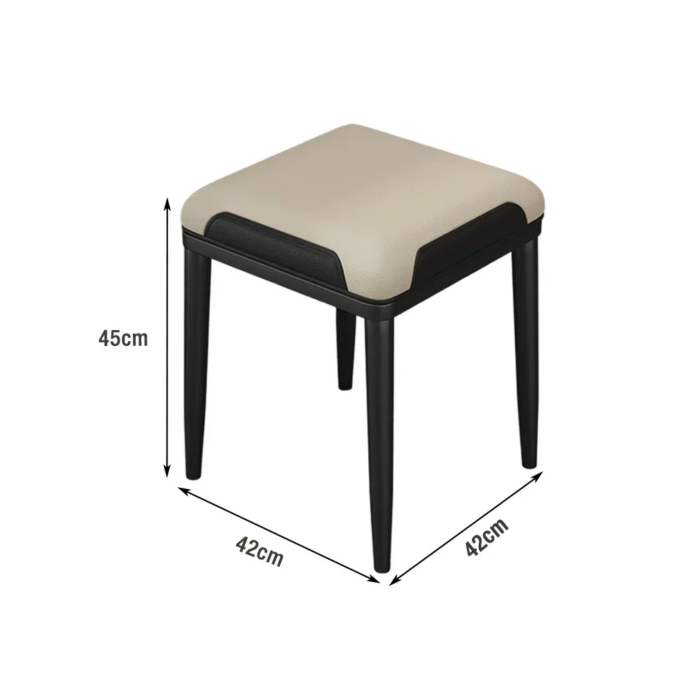 LIVARA Dining Chair – Thickened Cat Claw Leather, High-Resilience Cushion, Solid Carbon Steel Frame, Ergonomic Comfort Design - Beige & Black - Image 5