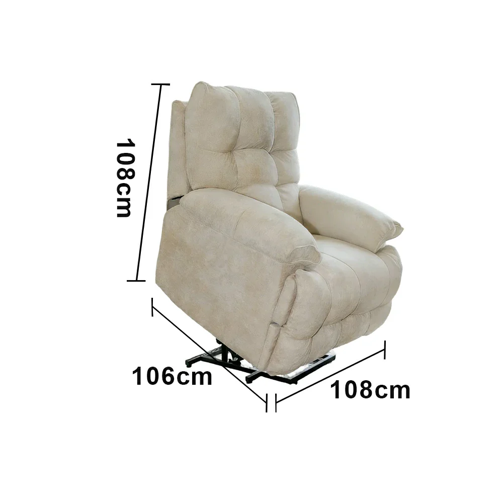 LIVARA Electric Assist Sofa, Smooth Lift Support, Soft Chenille Upholstery, Alloy Frame, Extended Footrest Comfort - Beige - Image 5