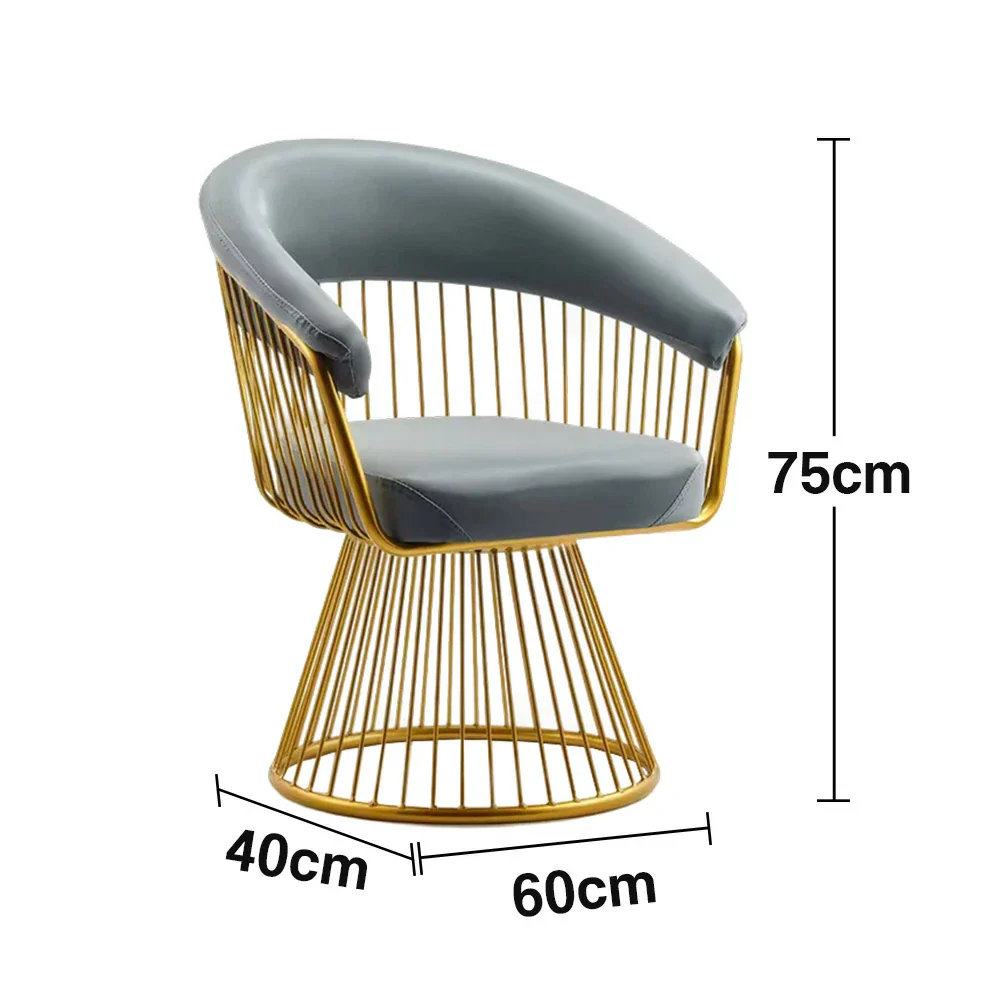 LIVARA Swivel Chair Half-Round Backrest High-Elastic Foam Filling Thickened Tempered Glass Base Spacious Seat - Grey - Image 5