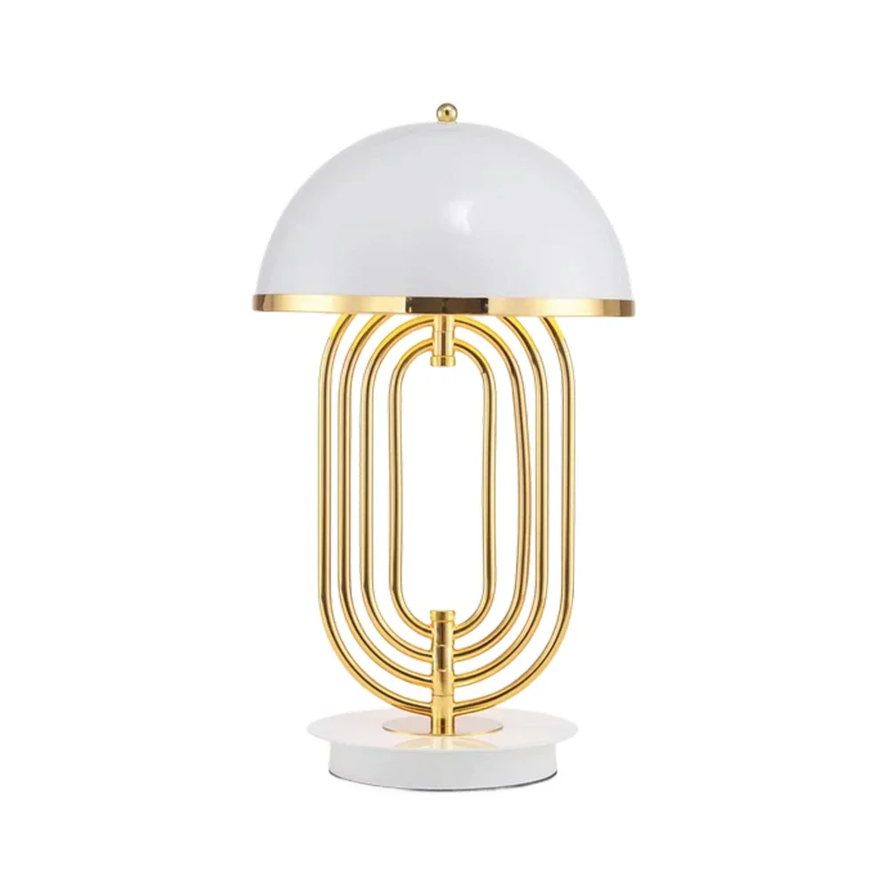 LIVARA Table Lamp Brushed Metal Structure Dual Light Source Curved Design Adjustable Lighting Direction - White