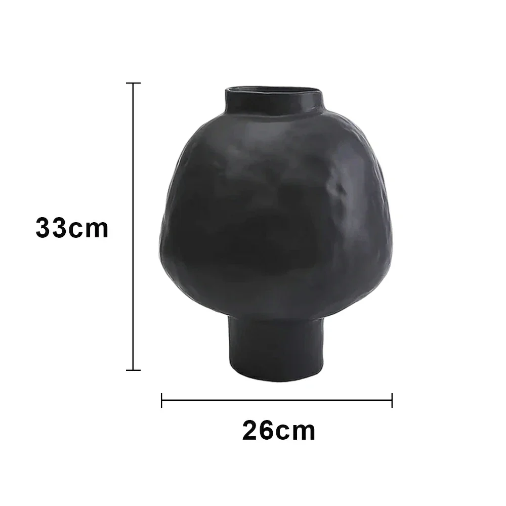 LIVARA French-Style Ceramic Vase Ornament Artistic Display Matte Ceramic Handcrafted Stone-Texture Design - Black - Image 5