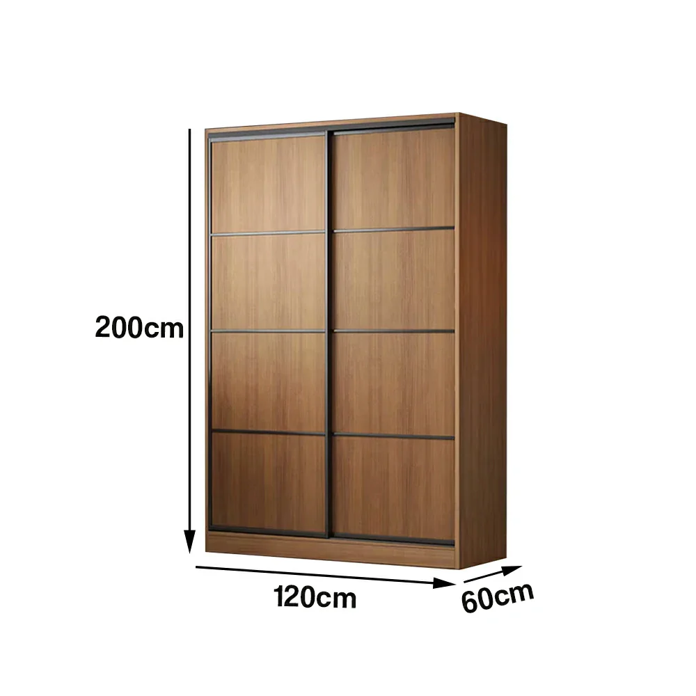 LIVARA 80/120cm Sliding Door Wardrobe - 3 Drawer Storage with Heavy-Duty Hanging Rail, Raised Base Design & Smooth Soft-Close System - Walnut - Image 6