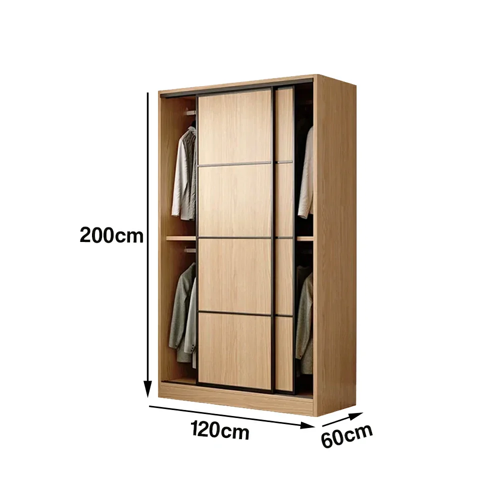 LIVARA 80/120cm Sliding Door Wardrobe - 3 Drawer Storage with Heavy-Duty Hanging Rail, Raised Base Design & Smooth Soft-Close System - Wood - Image 6