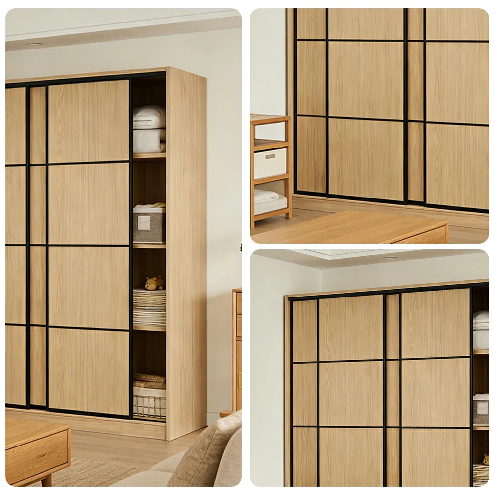 LIVARA 180/200cm Sliding Door Wardrobe - 3 Drawer Storage with Heavy-Duty Hanging Rail, Raised Base Design & Smooth Soft-Close System - Wood - Image 3