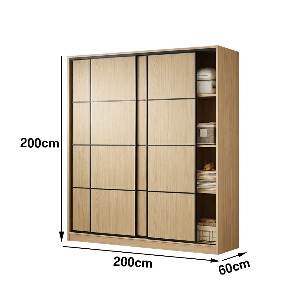 LIVARA 180/200cm Sliding Door Wardrobe - 3 Drawer Storage with Heavy-Duty Hanging Rail, Raised Base Design & Smooth Soft-Close System - Wood - Image 6