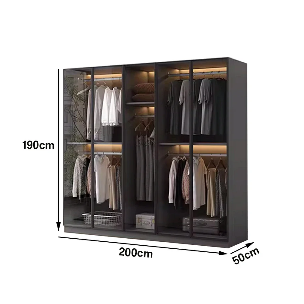 LIVARA 180/200cm Glass Display Cabinet - Organised Storage Solution with Tempered Glass & Aluminium Frame, Dust & Moisture-Resistant Base - Image 6