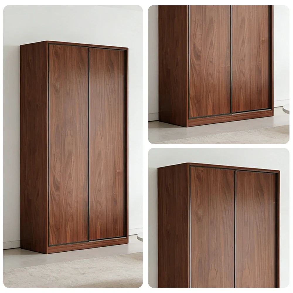 LIVARA 100/120cm Sliding Door Wardrobe - Space-Saving Design with Solid Oak Construction, Quiet Glide Tracks & Heavy-Duty Hanging Rail - Walnut - Image 3