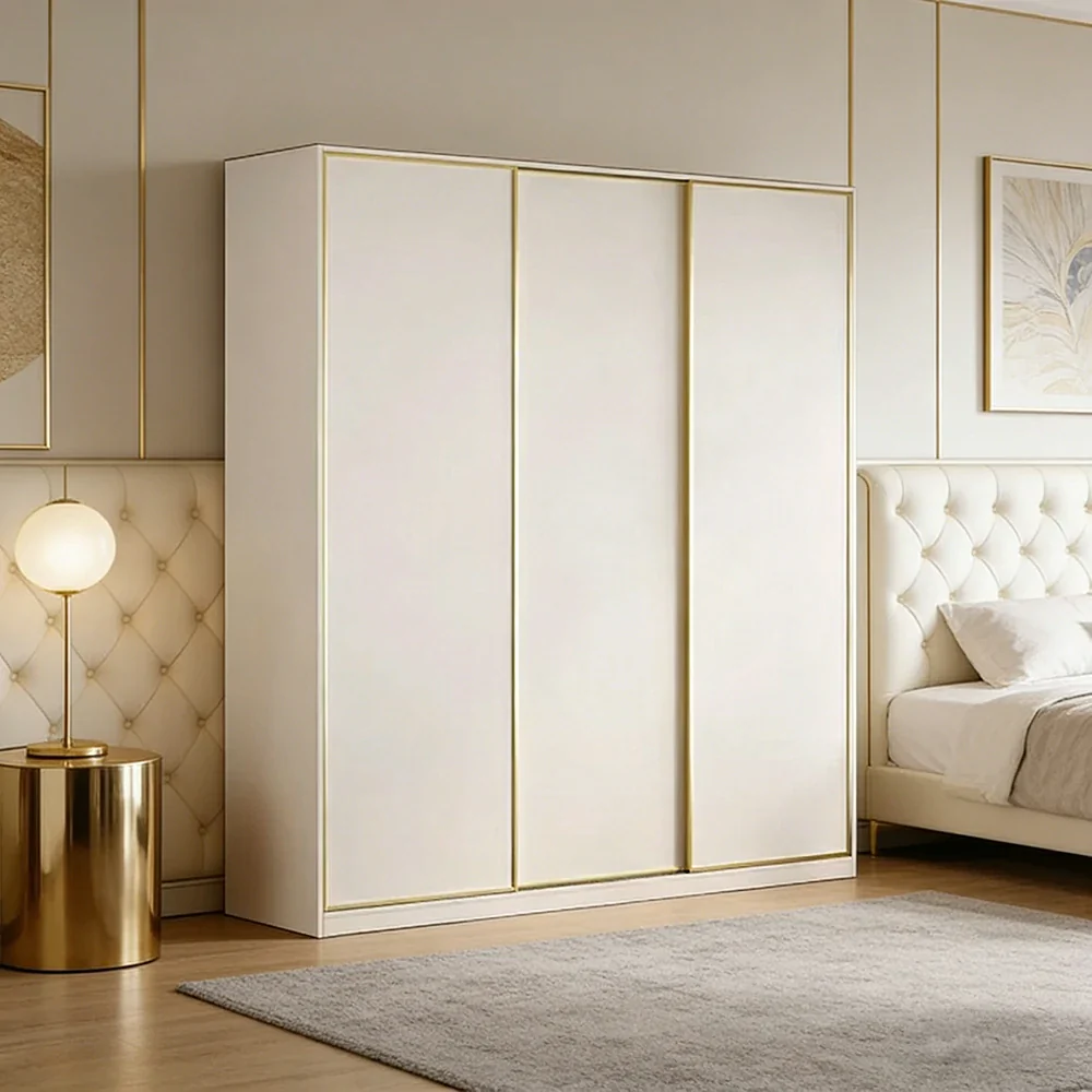 LIVARA 180/200cm Sliding Door Wardrobe - Space-Saving Design with Solid Oak Construction, Quiet Glide Tracks & Heavy-Duty Hanging Rail - White - Image 2