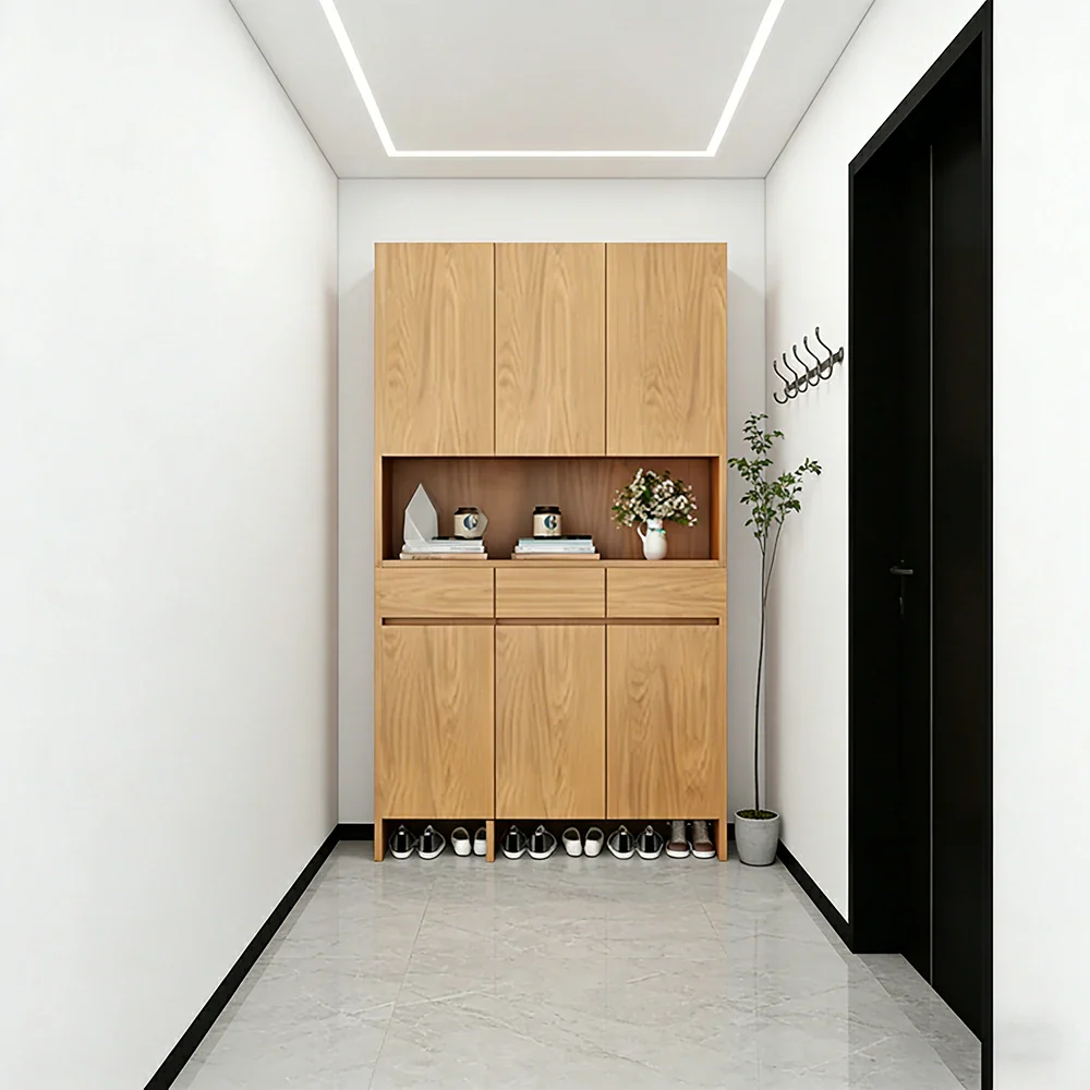 LIVARA 120cm Storage Cabinet - Multi-Shelf & Drawer Organiser with Eco Solid Wood Panels, Slim 35cm Depth & Flush Wall Design - Image 4