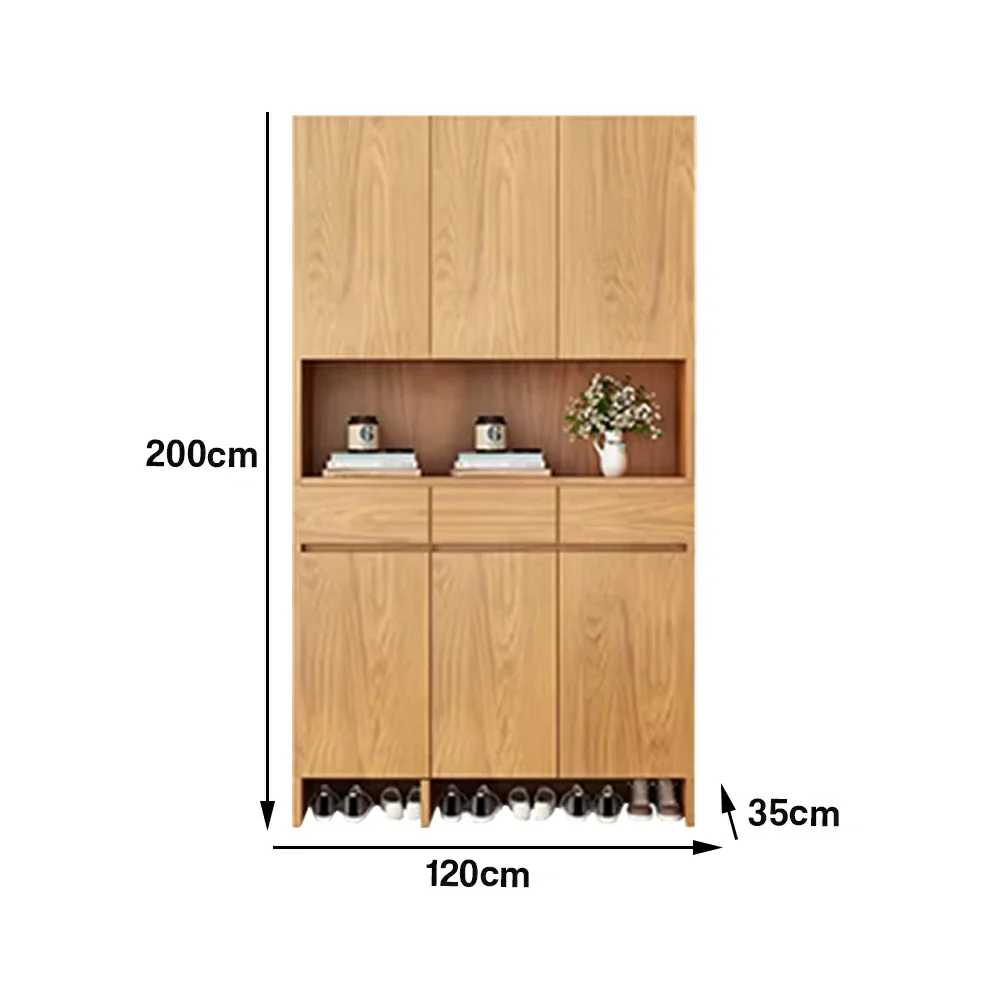 LIVARA 120cm Storage Cabinet - Multi-Shelf & Drawer Organiser with Eco Solid Wood Panels, Slim 35cm Depth & Flush Wall Design - Image 5