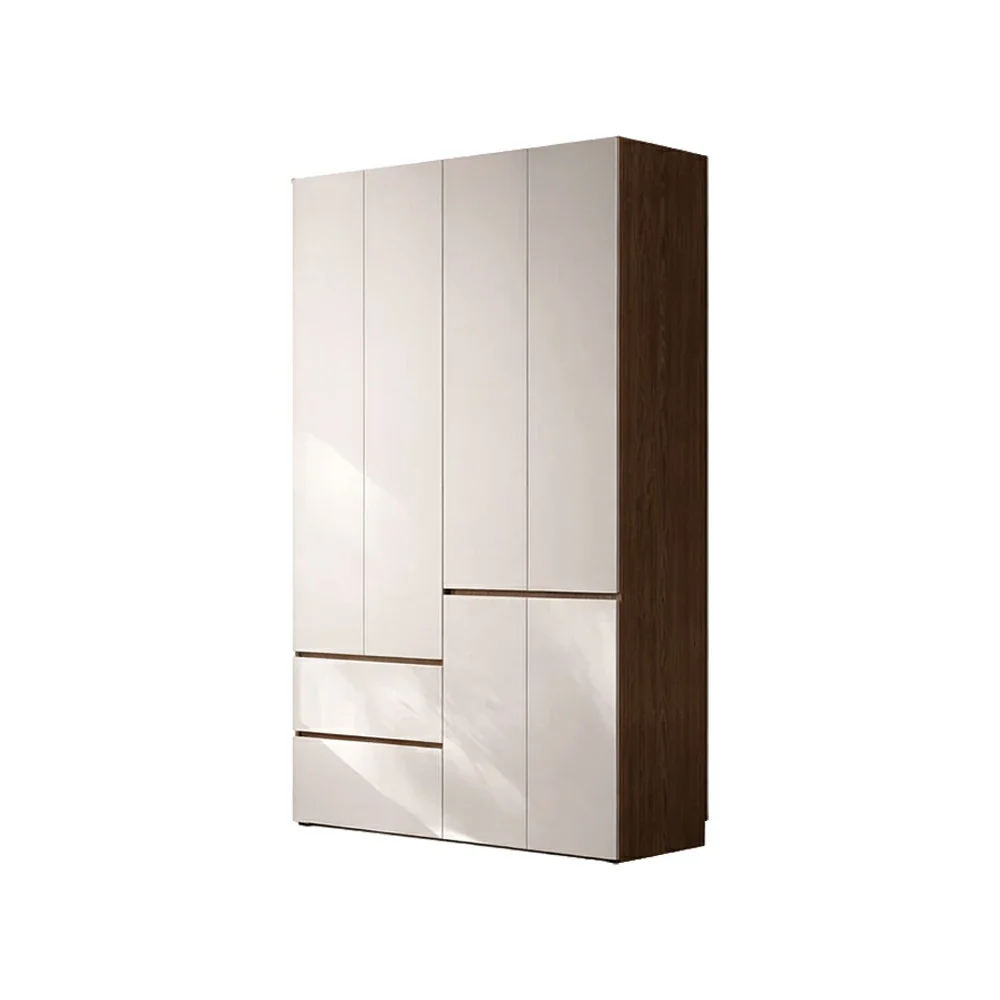 LIVARA 140/160cm Solid Wood Wardrobe Cabinet - Full Height Storage with Hanging Space & Drawers, Durable Thick Wood Design