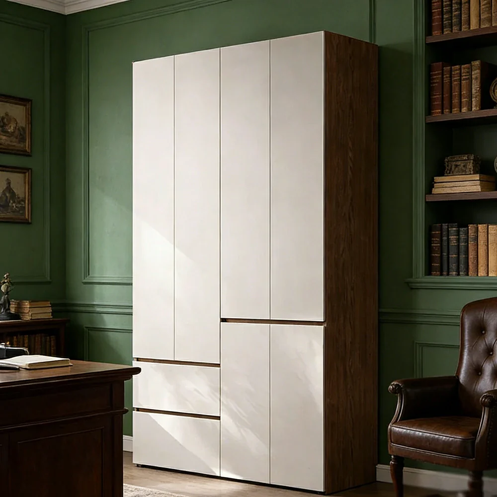 LIVARA 140/160cm Solid Wood Wardrobe Cabinet - Full Height Storage with Hanging Space & Drawers, Durable Thick Wood Design - Image 2