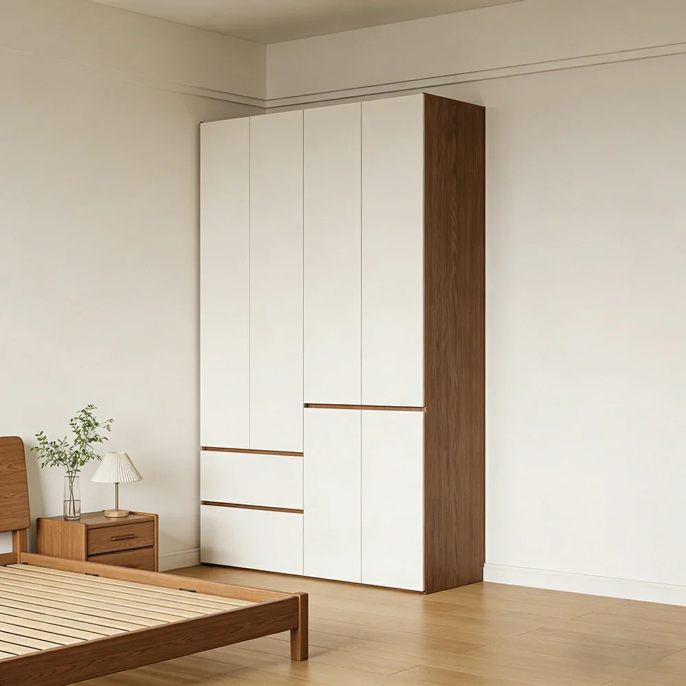 LIVARA 140/160cm Solid Wood Wardrobe Cabinet - Full Height Storage with Hanging Space & Drawers, Durable Thick Wood Design - Image 4