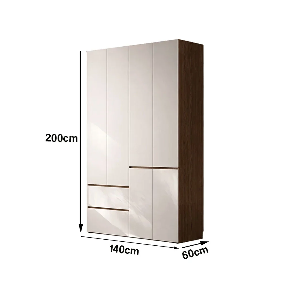 LIVARA 140/160cm Solid Wood Wardrobe Cabinet - Full Height Storage with Hanging Space & Drawers, Durable Thick Wood Design - Image 5