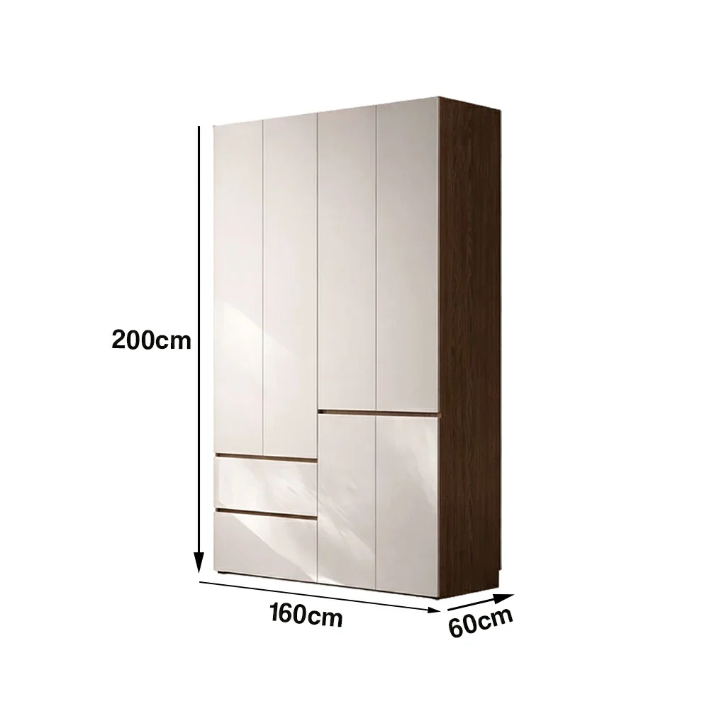 LIVARA 140/160cm Solid Wood Wardrobe Cabinet - Full Height Storage with Hanging Space & Drawers, Durable Thick Wood Design - Image 6