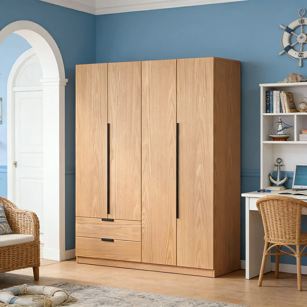 LIVARA 140/160cm Solid Wood Wardrobe Cabinet - Deep 60cm Storage with Heavy Duty Hanging Rail, FAS Grade Oak Durable Floor Standing Design - Wood - Image 4