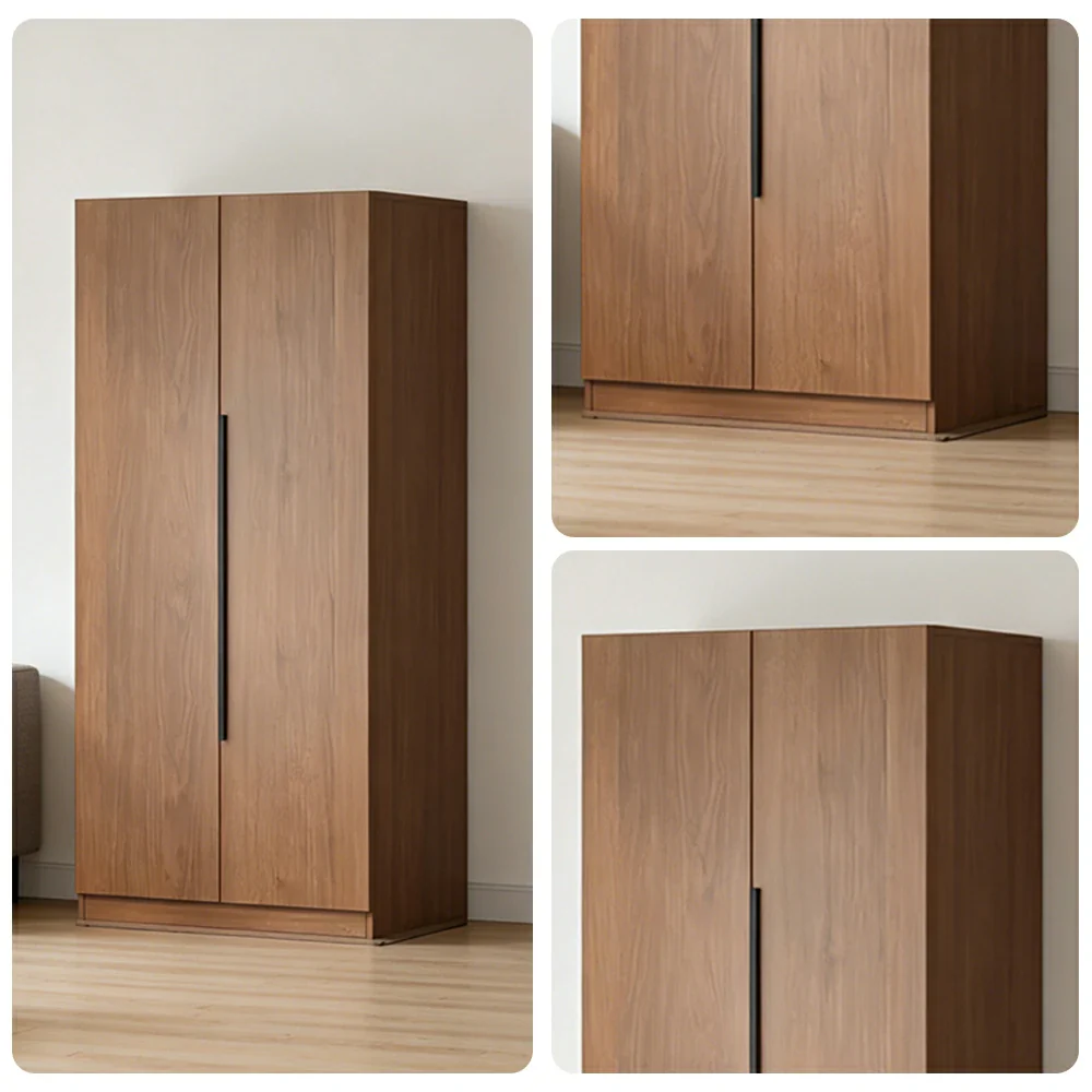 LIVARA 80cm Solid Wood Wardrobe Cabinet - Deep 60cm Storage with Heavy Duty Hanging Rail, FAS Grade Oak Durable Floor Standing Design - Walnut - Image 3