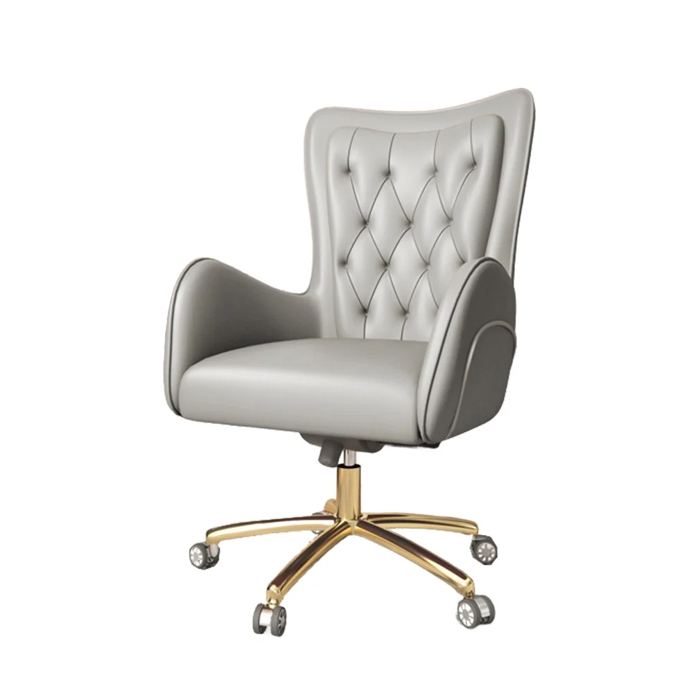 LIVARA Office Chair – Ergonomic Spine-Support Design, Premium Nappa Leather, High-Resilience Foam, Adjustable Height & 360° Swivel - Grey
