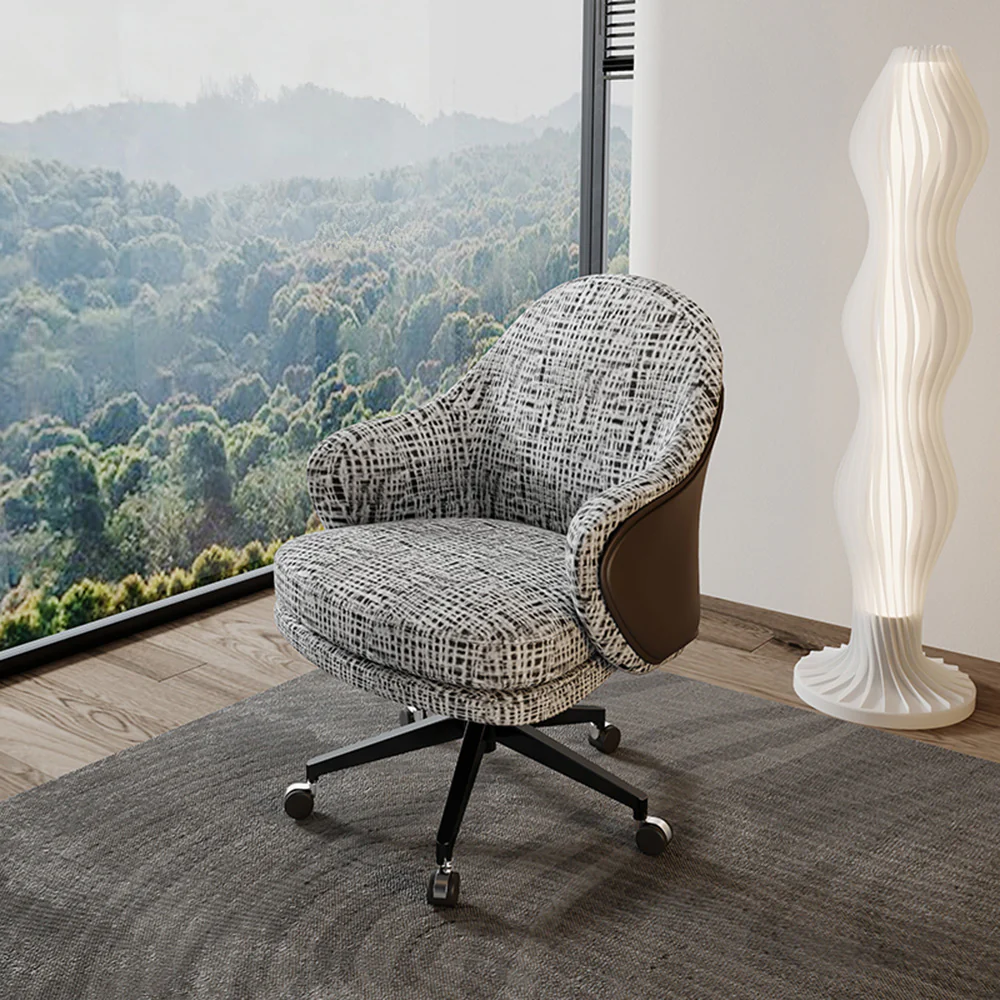 LIVARA Office Chair - Ergonomic Back Support, Nappa Leather & Linen, High-Density Foam, Gas Lift, Wide Seat Design - Image 2