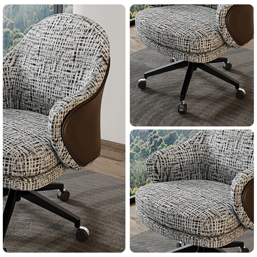 LIVARA Office Chair - Ergonomic Back Support, Nappa Leather & Linen, High-Density Foam, Gas Lift, Wide Seat Design - Image 3