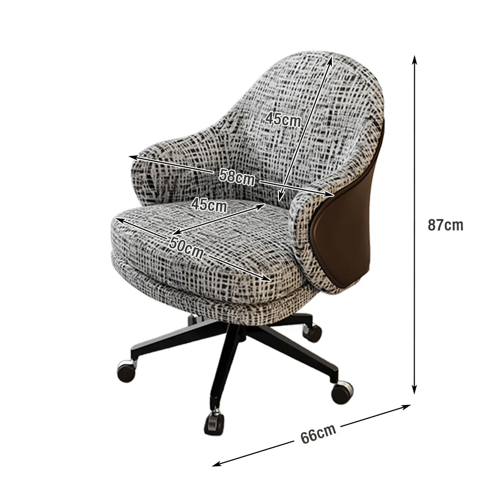 LIVARA Office Chair - Ergonomic Back Support, Nappa Leather & Linen, High-Density Foam, Gas Lift, Wide Seat Design - Image 5