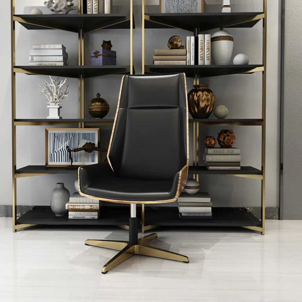 LIVARA Bar Stool Adjustable Height with Gas Lift, Durable PU Leather, Titanium-Plated Stainless Steel Frame, Modern Luxury Design - Black - Image 2