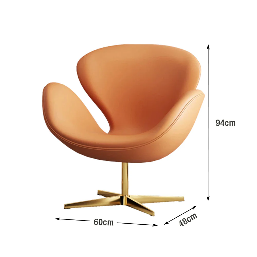 LIVARA Office Chair – Premium Leather, High-Density Foam, 360° Swivel, Adjustable Height, Stainless Steel Base - Orange - Image 5