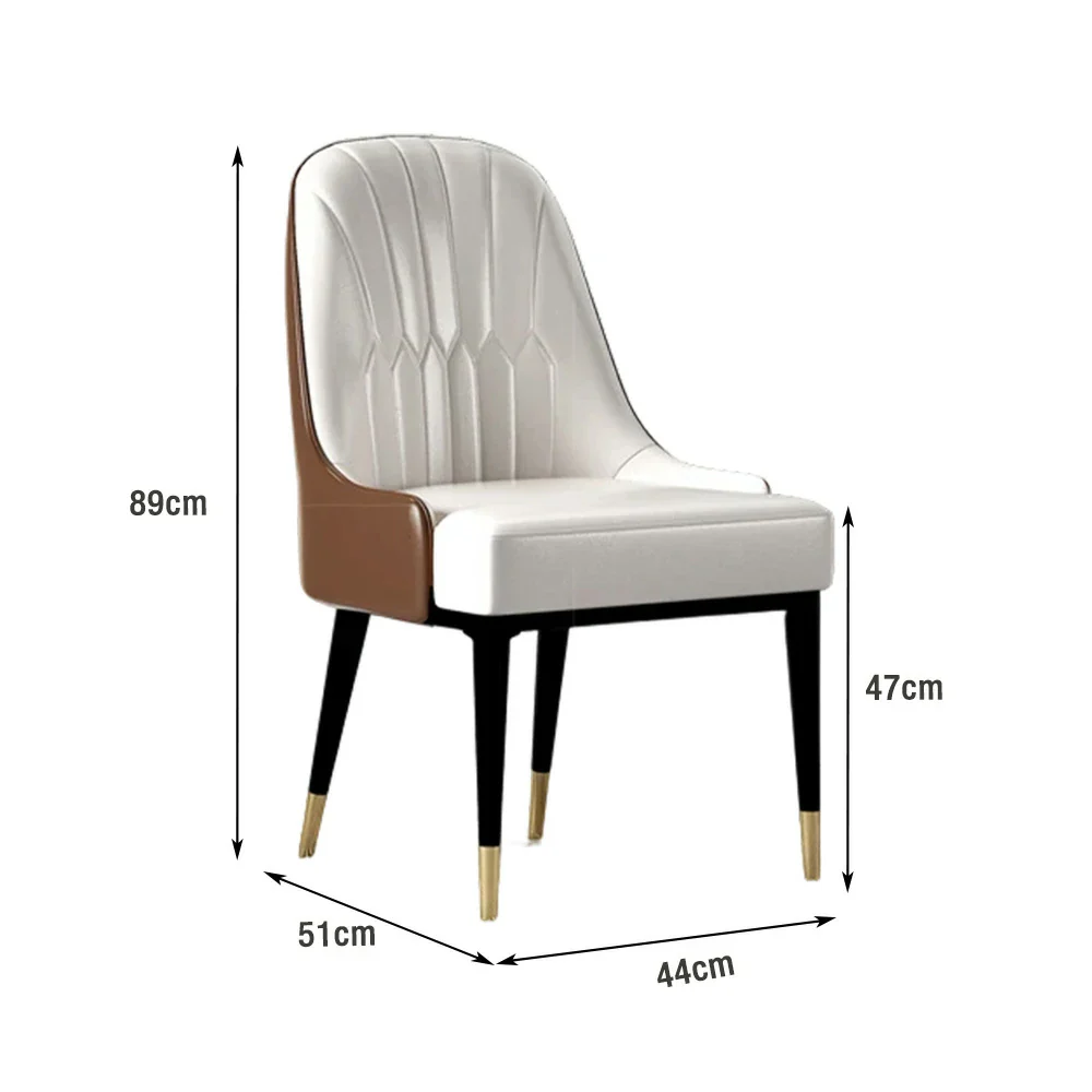 LIVARA Dining Chair – Premium Faux Leather Upholstery, Ergonomic Vertical-Stitched Backrest, High-Density Cushion, Sturdy Metal Legs with Gold-Tipped Design - White - Image 5