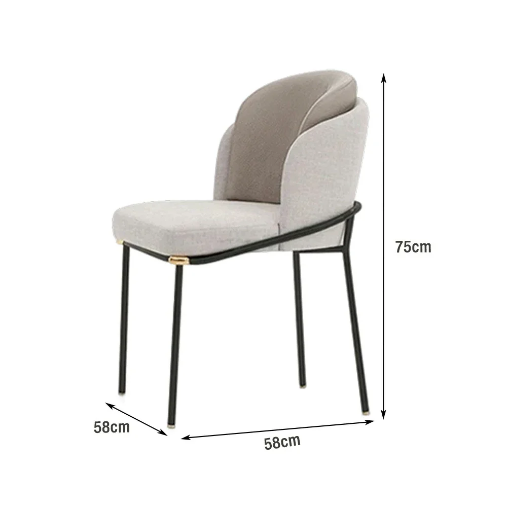 LIVARA Dining Chair – Premium Fabric & Faux Leather Upholstery, Ergonomic Curved Backrest, High-Density Cushion, Sturdy Metal Frame with Gold Accents - Beige - Image 5