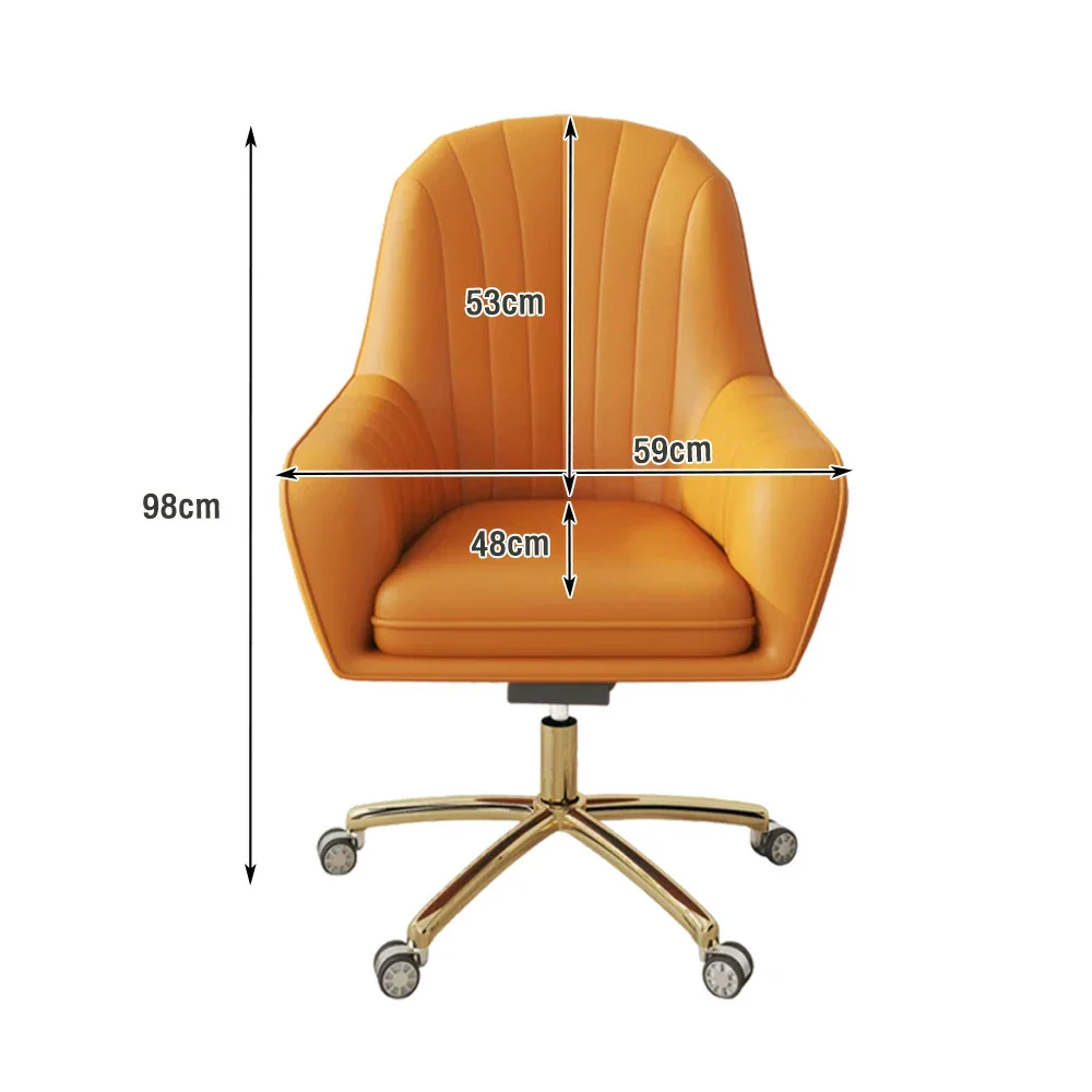 LIVARA Ergonomic Office Chair – Premium Faux Leather Upholstery, Comfortable High-Density Cushion, Stylish Plywood Backrest, 360° Swivel Base with Smooth Wheels - Orange - Image 5