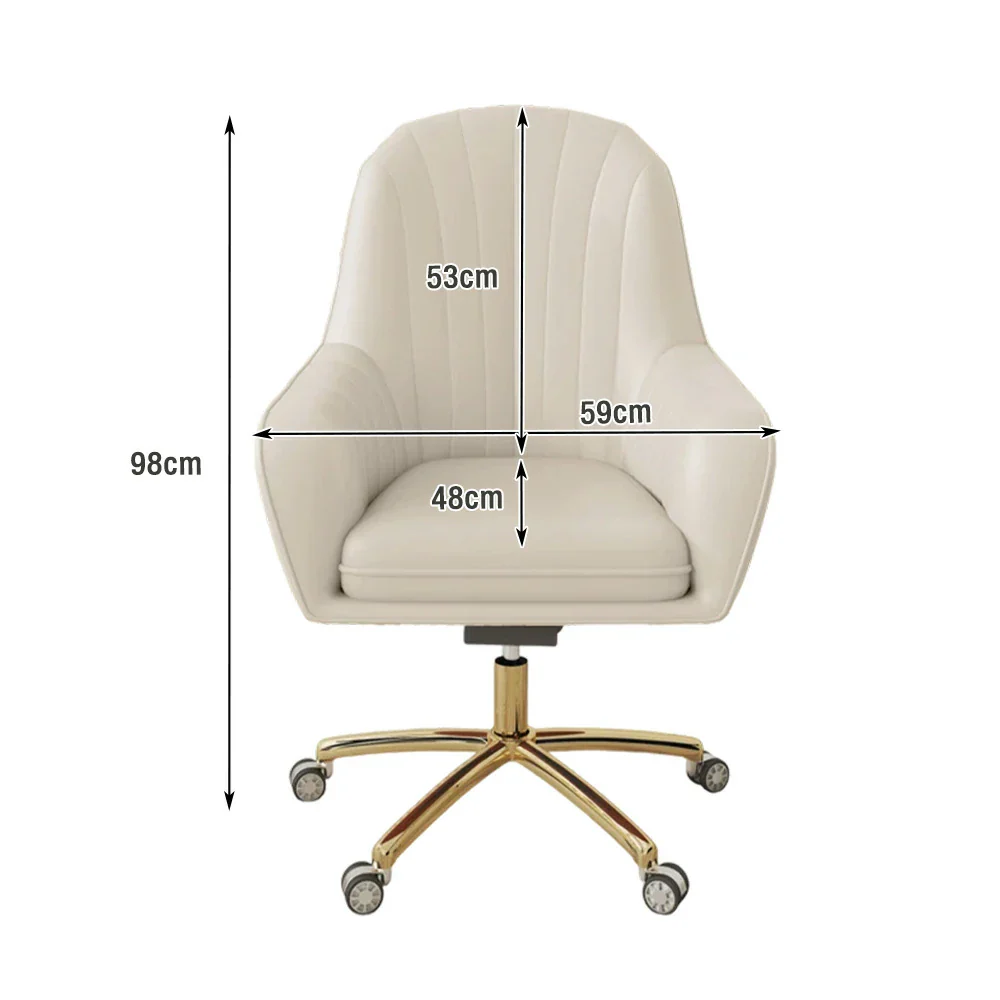 LIVARA Ergonomic Office Chair – Premium Faux Leather Upholstery, Comfortable High-Density Cushion, Stylish Plywood Backrest, 360° Swivel Base with Smooth Wheels - White - Image 5