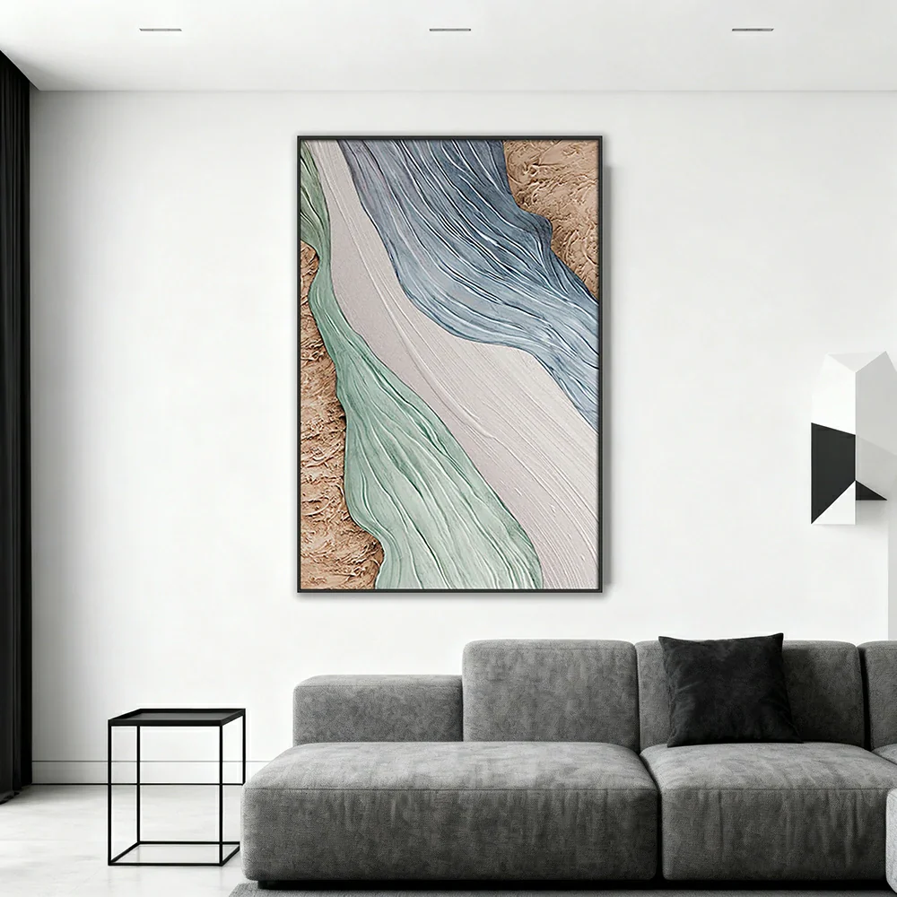 LIVARA Hand-Painted Oil Painting 50/80/120cm Modern Abstract Artwork with Soft Neutral Blends Designed for Elegant Living Rooms and Calm Minimalist Interiors - Image 2